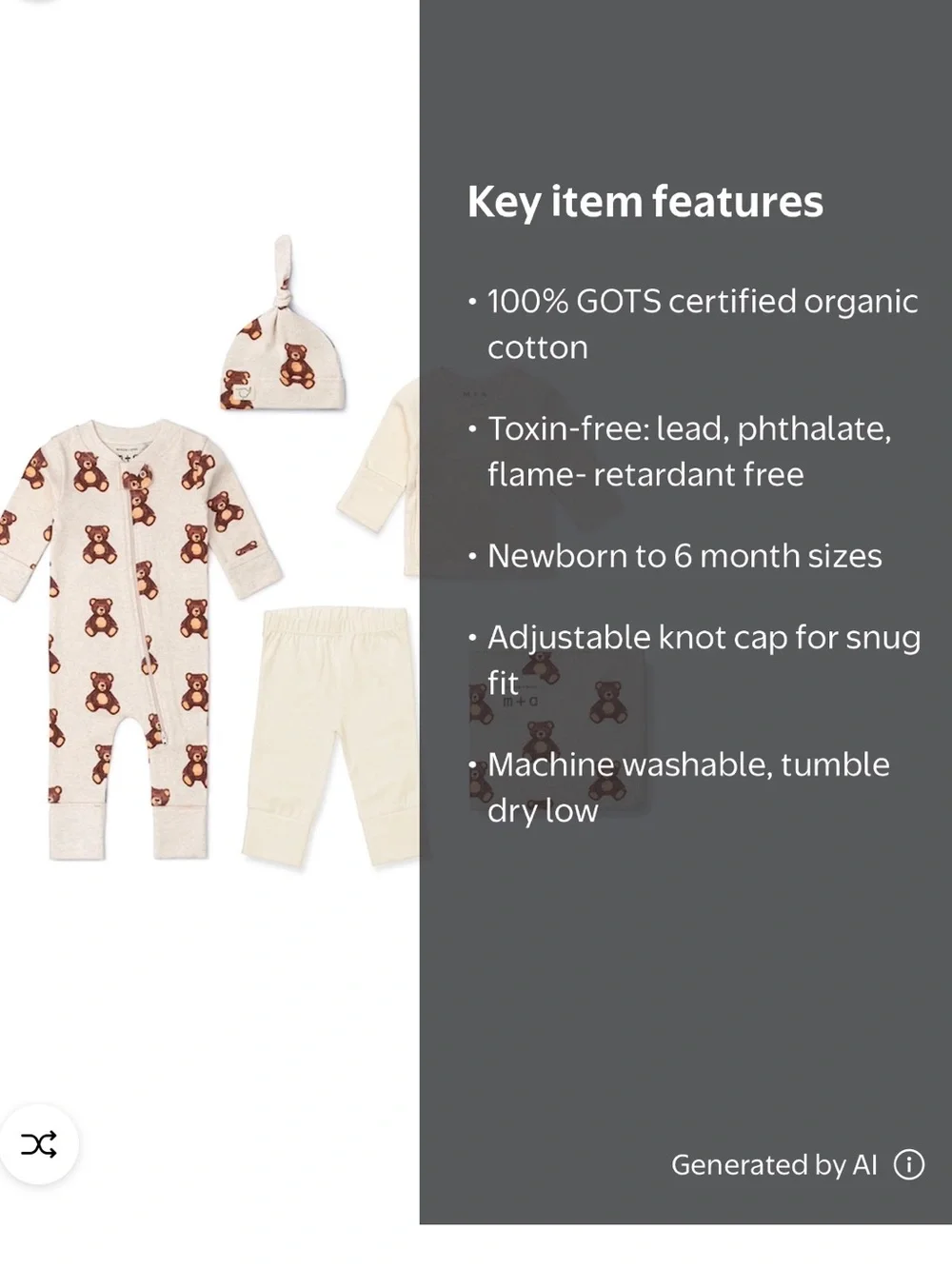 Monica + Andy Welcome Home Newborn Size Bear 🐻 5 Piece Organic Cotton Set NWT